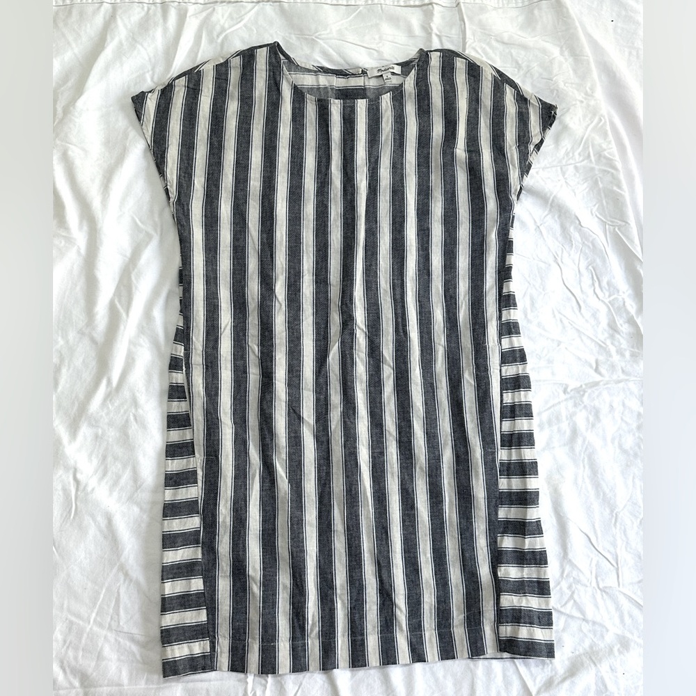 Madewell Stripe Play Button Back Dress